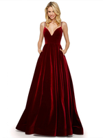 Robe de bal Robe de bal Sans bretelles Polyester Sans manches Robes de soirée Bordeaux Longue Robe de soirée