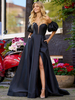 Robe de bal robe de soirée en satin bustier jupe fendue à petite traîne