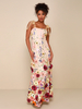 Robe de bal robe de soirée imprimerie des fleurs à bretelle au sol