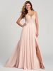 Robe de bal rose polyester col en V A-ligne sans manches dos nu Split devant robes de reconstitution historique