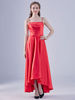 Robe de bal rouge A-ligne de tissu de satin asymétrique à glissière robes de soirée maxi perlées