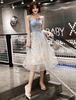 Robe de bal sarcelle en tissue de satin bustier au genou robe de soirée