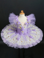 Robe de Ballet Rose Enfant Adulte Ballerine Volants Fleurs Dentelle Polyester Robe Performance Porter