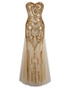 Robe de charleston Robe vintage Robe de soirée Or paillette robe formelle longue sans bretelles Robe de charleston