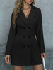 Robe de Chemisier Courte Tunique Femme à Col Revers avec Manches Longues avec Boutons Unicolore