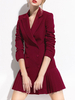 Robe de Chemisier Tunique Courte Femme à Col Revers avec Manches Longues Coupe Cintrée avec Boutons Bas Evasée Unicolore
