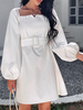 Robe de Chemisier Tunique Courte Femme avec Manches Longues Amples Coupe Cintrée avec Ceinture Unicolore