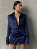 Robe de Club Courte Femme à Col Revers avec Manches Longues Coupe Cintrée Unicolore