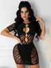 Robe de Club Creusante Femme en Mousseline avec Manches Courtes à Col Rond Ouvert Sur Devant Coupe Cintrée Unicolore Robe Eté Sexy