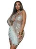 Robe de club femme abricot une épaule paillettes manches longues polyester imprimé robe sexy