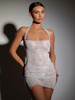 Robe De Club Femmes Blanc À Bretelle En Polyester Dos Nu Robe Sexy