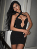 Robe De Club Femmes Sexy Sans Manches Polyester Noir Transparent