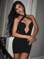 Robe De Club Femmes Sexy Sans Manches Polyester Noir Transparent