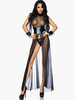 Robe de club noir à demi-transparence creusé