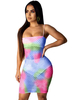 Robe de Club Pour Femme Bretelles Cou Sans Manches Polyester Multicolor Résille Robe Dété Sexy