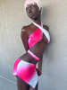 Robe de club pour femmes rose licou à lacets sans manches polyester tie-dye dos nu robe moulante sexy