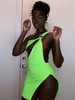 Robe de club pour les femmes une épaule découpée sans manches polyester asymétrique herbe verte robe sexy