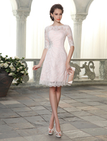 Robe de cocktail à col bateau avec strass longueur genou Robes pour les invités de mariage Milanoo