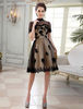 Robe de cocktail à col roulé avec dentelle longueur genou Milanoo