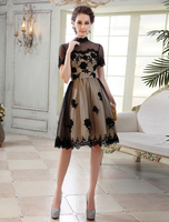 Robe de cocktail à col roulé avec dentelle longueur genou Milanoo