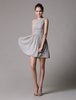 Robe de cocktail A-ligne chiffon gris ardoise clair de mariage