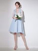 Robe de cocktail A-ligne en chiffon bleu ciel clair à col V Robes pour les invités de mariage Milanoo