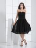 Robe de cocktail A-ligne noir en chiffon plissé longueur genou