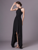Robe de cocktail asymétrique plume noire licol