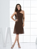 Robe De Cocktail Au Chocolat Une Épaule Plissée Une Ligne Robes De Mousseline De Soie