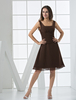 Robe de cocktail chocolat de col carré longueur genou
