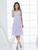 Robe de cocktail en chiffon lavande col carré longueur genou