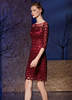 Robe de cocktail en dentelle Sequin Demi-manches Robe de Mère de la mariée Robe d\
