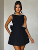 Robe de cocktail en perles avec nœud sans manches coupe trapèze dos nu mini robe de fête danniversaire pour femmes 2025