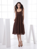 Robe de cocktail marronne de col en coeur longueur genou Robes pour les invités de mariage
