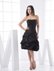 Robe de Cocktail noire avec bretelles robe de Taffeta ruché Backless