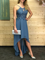 Robe de cocktail robe de soirée à bretelle asymétrique zip sur dos
