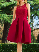 Robe de cocktail robe de soirée col rond décolleté au genou