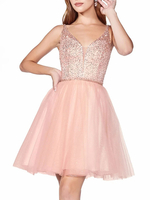 Robe de cocktaille robe de soirée de mariage col V à bretelle décolleté