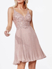 Robe de cocktaille robe de soirée de mariage col V à bretelle décolleté jupe plissée
