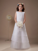 Robe de communion multicouche en satin col rond