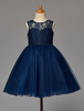 Robe de cortège enfant dentelle bleu marine foncé