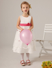 Robe de cortège enfant en tulle blanc col rond avec fleur