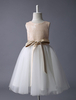 Robe de cortège enfant en tulle rose rougissant avec ceinture