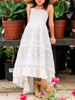 Robe de cortège enfant robe cérémonie fille asymétrique au sol