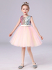Robe de cortège enfant robe cérémonie fille col rond paillete jupe au genou