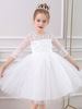 Robe de cortège enfant robe fille cérémonie col rond demi-manche au genou