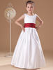 Robe de cortège fille en satin blanc avec bouton