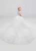 Robe de cortège fille en tulle ivoire col rond avec perles sans bretelles