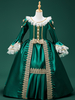 Robe de costume Marie Antoinette en dentelle de polyester rétro vert foncé pour fille tunique rétro robe de bal masqué