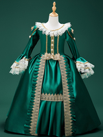 Robe de costume Marie Antoinette en dentelle de polyester rétro vert foncé pour fille tunique rétro robe de bal masqué